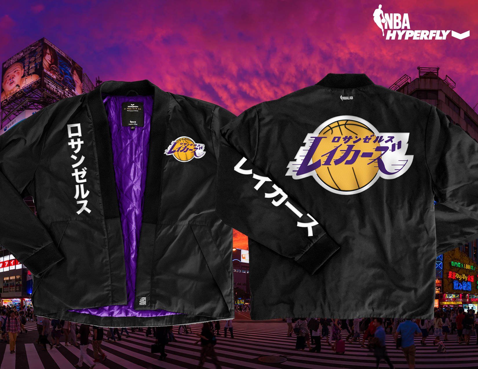 Hyperfly x NBA Los Angeles Lakers Katakana Kimono Black