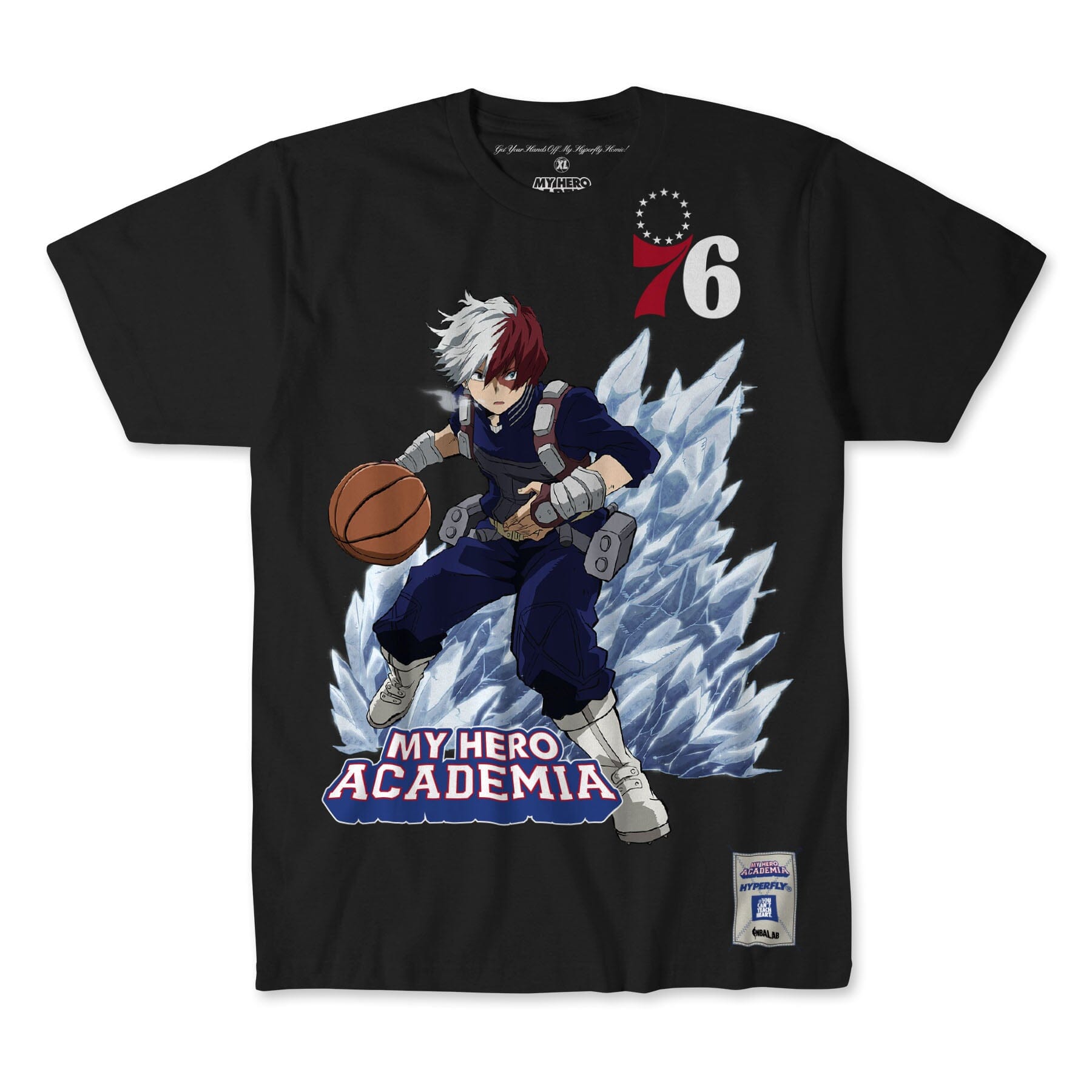 HYPERFLY + NBA + My Hero Academia 76ers Tee Apparel / Tops / Tee Hyperfly Small
