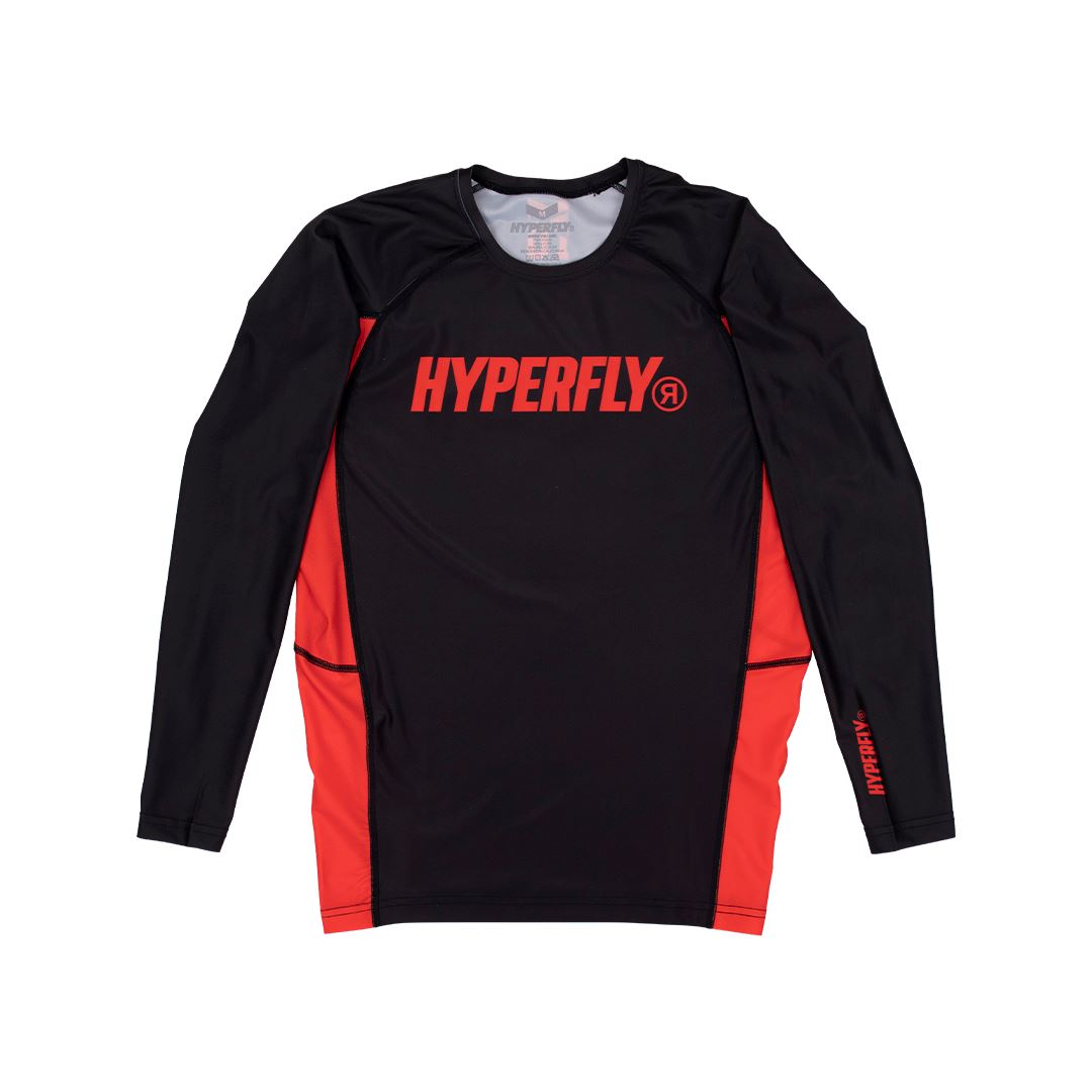 Junior Long Sleeve Core Rash Guard No Gi - Rash Guard Hyperfly Black/Red X Small