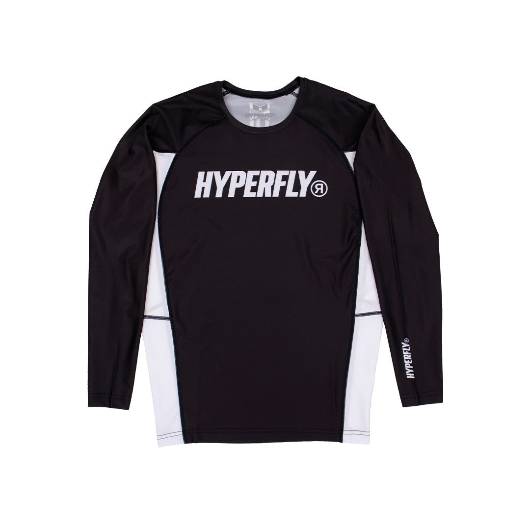 Junior Long Sleeve Core Rash Guard No Gi - Rash Guard Hyperfly Black/White X Small