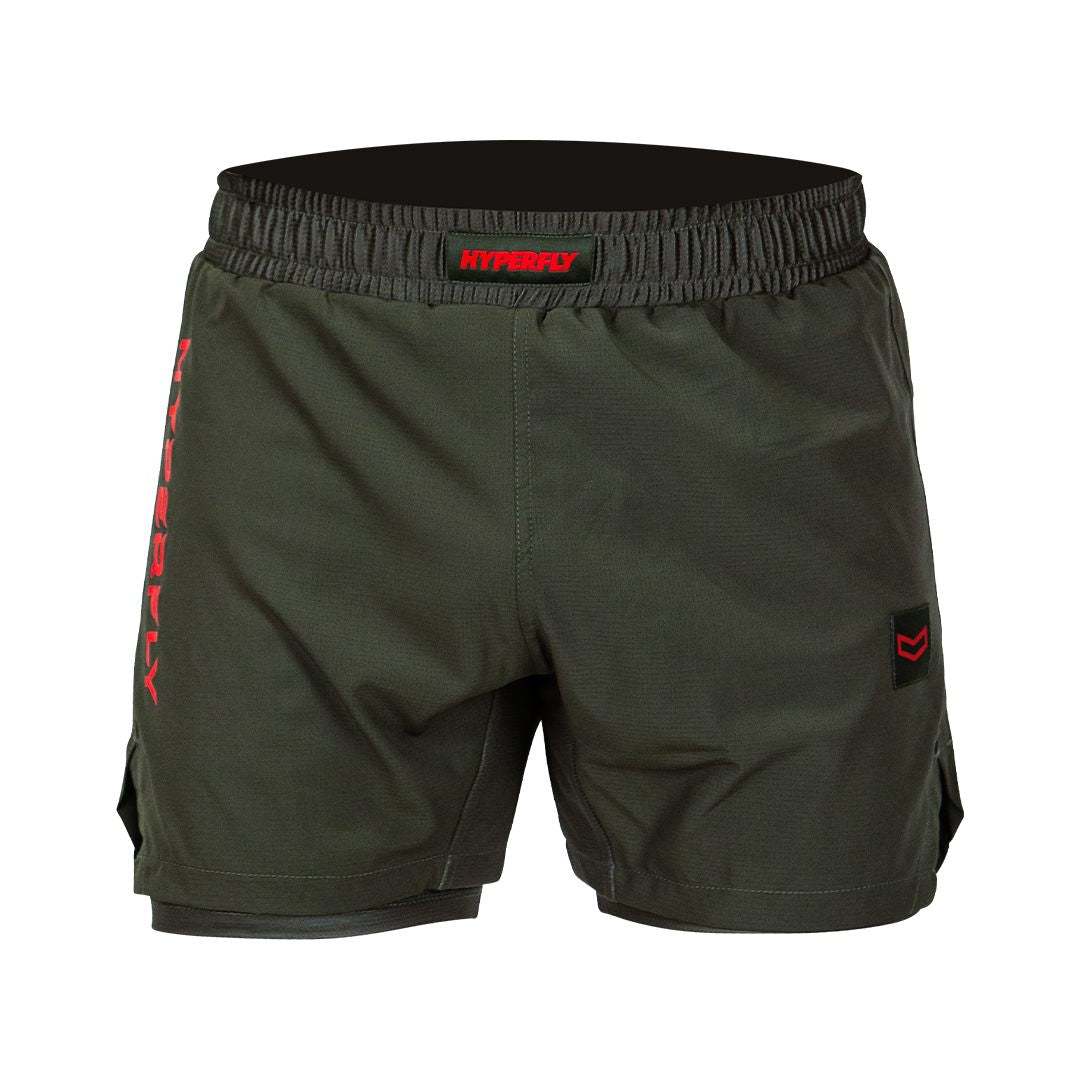Core Training Shorts Hyperfly Olive With Liner 26