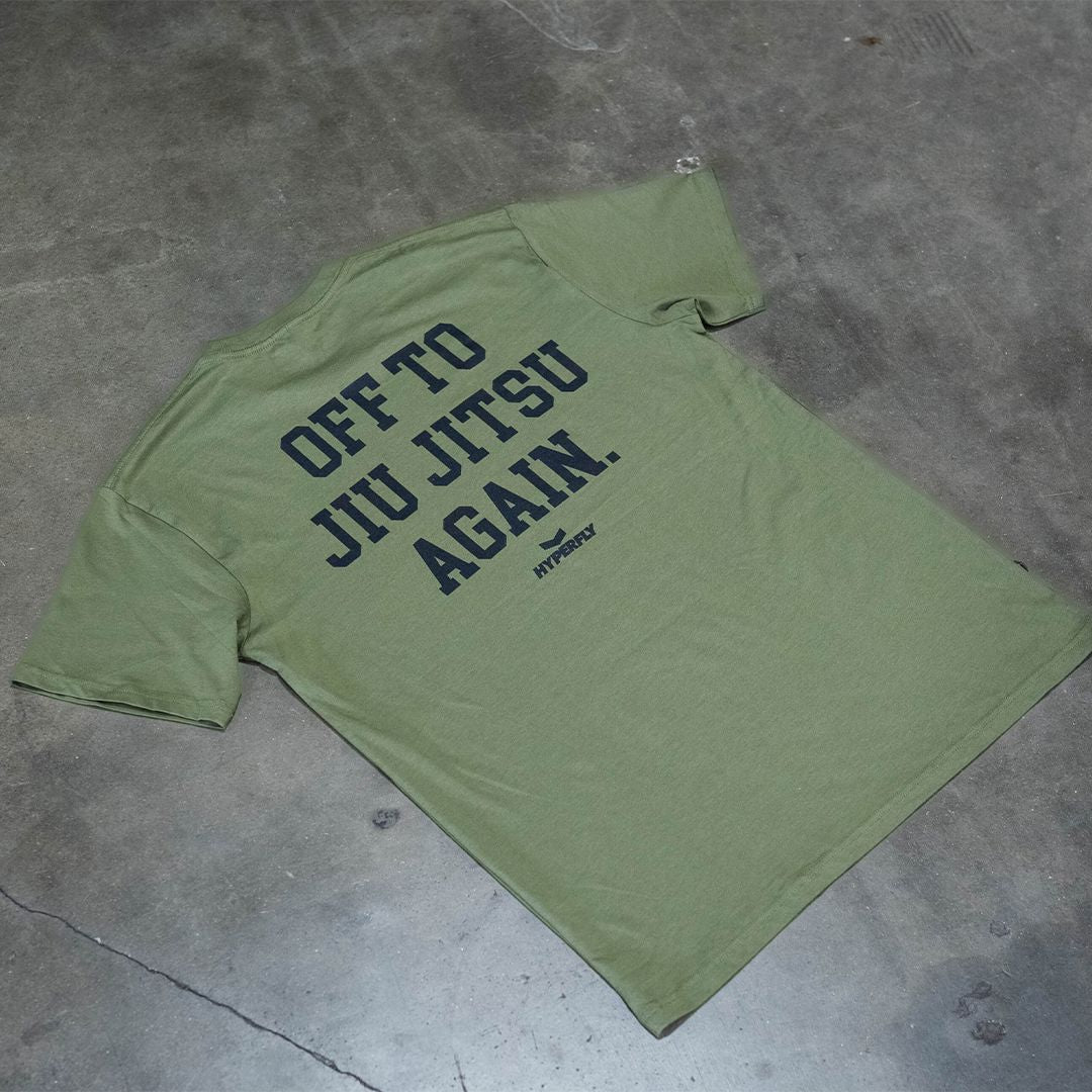 Off To Jiu Jitsu Again Tee Apparel / Tops / Tee Hyperfly Army X Small 