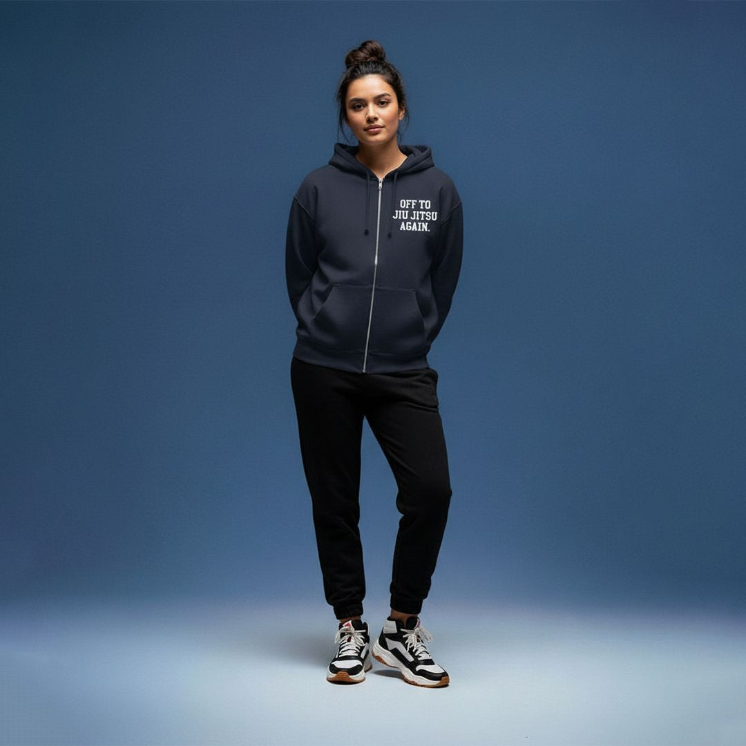 Off To Jiu Jitsu Again Zip Up Apparel / Tops / Sweatshirt Hyperfly 