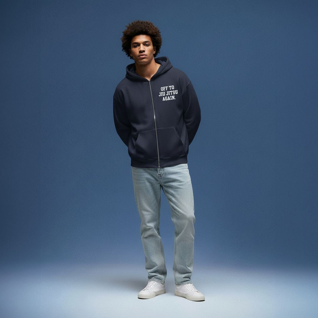 Off To Jiu Jitsu Again Zip Up Apparel / Tops / Sweatshirt Hyperfly 