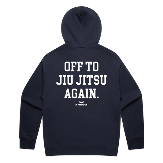 Off To Jiu Jitsu Again Zip Up Apparel / Tops / Sweatshirt Hyperfly Small 
