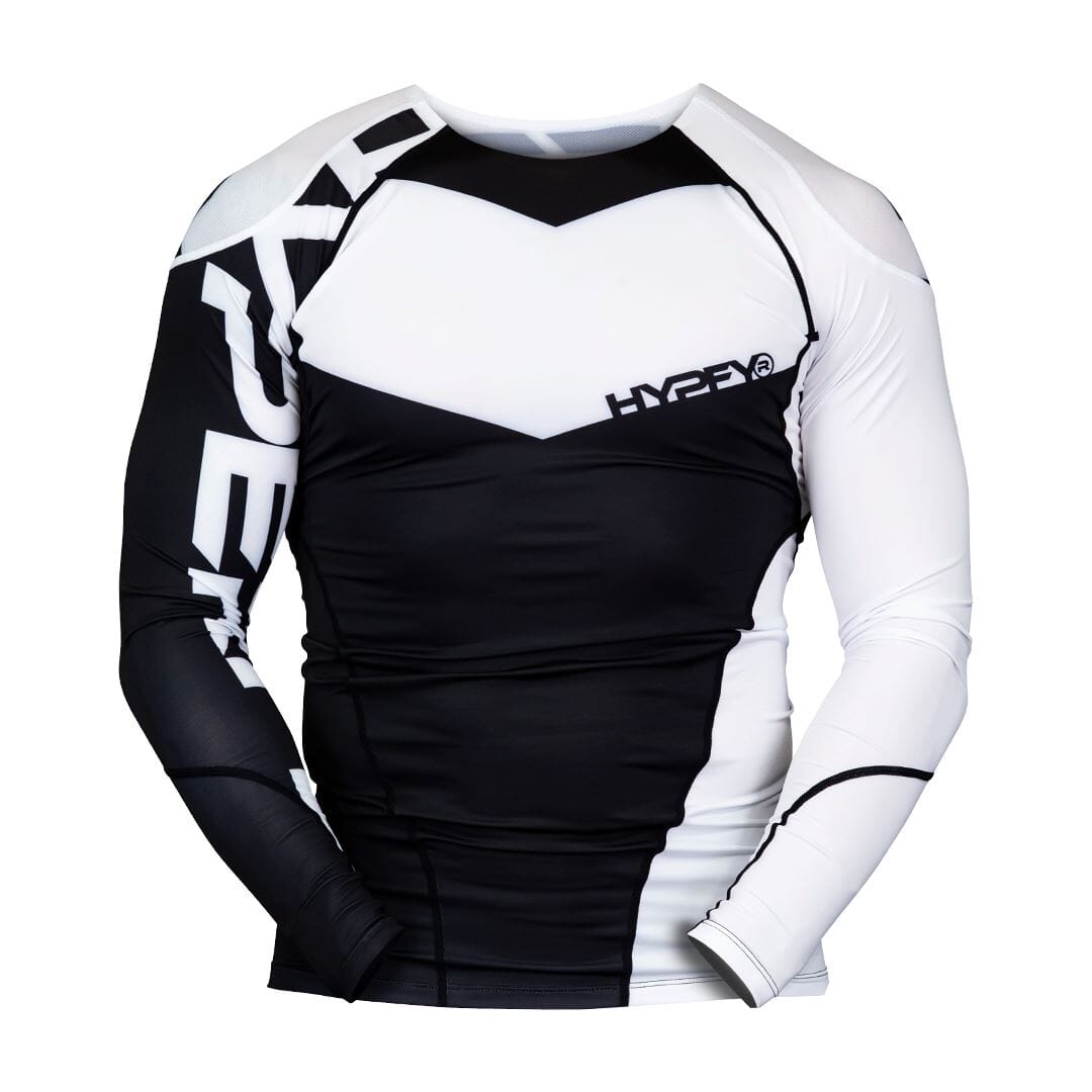 ProComp Edge Ranked Rash Guard Black with White No Gi - Rash Guard Hyperfly Long Sleeve X Small 