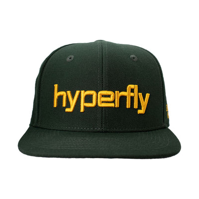 Hyperfly Embroidered Cap Headwear Hyperfly Forest Green with Gold 