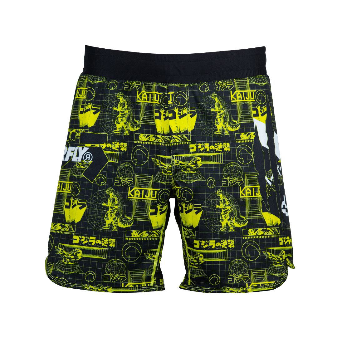 HYPERFLY + Godzilla Grid Shorts No Gi - Rash Guard Hyperfly Black With Neon 26 